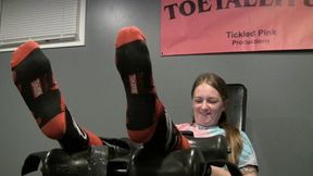 Foot tickling challenge time for Aly! LOW