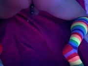 Transgirl Masturbates Ass Filled With Anal Beads