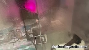 Squirting on the bathroom floor