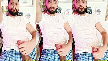 Jerking my big uncut latino cock with lube before bed I was so damn horny ?