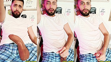 Jerking my big uncut latino cock with lube before bed I was so damn horny ?