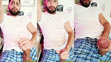 Jerking my big uncut latino cock with lube before bed I was so damn horny ?