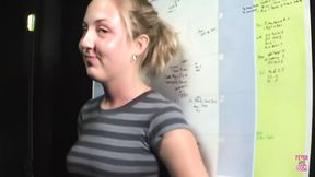 Slutty blonde ruins his life with her sick blowjob and handjob skills