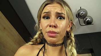 Enjoy how this dirty deganrate blond ultraslut suck the tentakel penis with pleasure before she ride herself to ograsm on him.