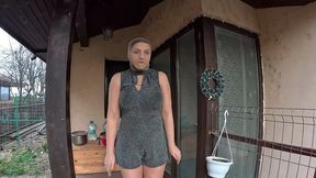 risky public trip in full pantyhose encasement – nylon doll in the car - ep. 336