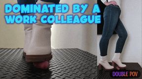 Work Colleague Bootjob During Break Time in White Anlke Boots (Double Version) - Tamystarly - Cock Balls Crush Trample, CBT, Bootjob, Trampling, Shoejob, Stomping