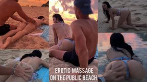 Erotic ass massage on the beach, naughty fun in the ocean with a guy