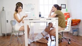 ”Petite Coco Lovelock sucks huge cock & coach screwed horny teen Maria Kazi”