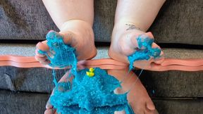 BBW Daisy's sticky slimy toes: BBW foot fetish slime play (part 2 - bingsu slime)