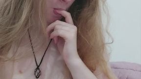 missclare Cute Blonde with Huge Natural Boobs Teasing Top Off