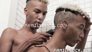 Twink twins Dante and Diego masturbate their cocks in the bathroom