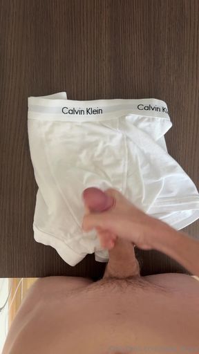 Fresh Cumshot on My Boxers Calvin Klein