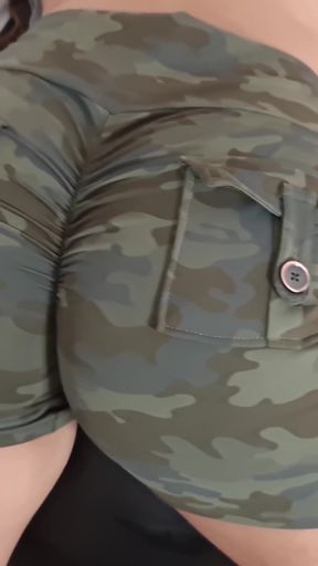 Part 2 - Military girl doing a hard and sexy workout.   Clip 3