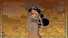 Jasmine Yields to Forbidden Passion in Harem Tryst with Genie Aladdin