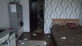 cleaning in black socks m