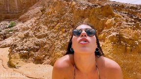 swallowing pee on the public beach and face fucked!! in the end she cums on my face,cum eat!!!