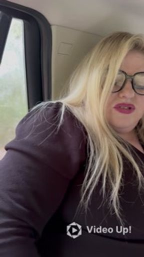 Chubby blonde milf fucks herself in car in public big pussy talks dirty  masterbates dildo