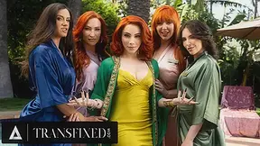TRANSFIXED - Trans Dom Ariel Demure Hosts GROUP SEX ORGY WITH MILF MASSEUSES Penny Barber MORE