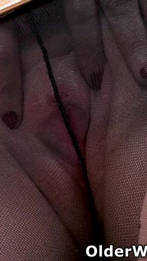 Anal queen Tracey Lain is wearing black tights and giving her arsehole a vigorous fingering   Clip 1