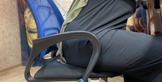 Arab Woman in Hijab Masturbates Through Her Panties While Working