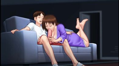 Hot stepmom rides her stepson in summertime saga hentai game