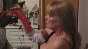 He Cums on my Face as I practice Deepthroating with a Dildo