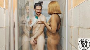 ebony mesmerize husband in shower soap assjob mesmerize pt1