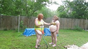 Clean stuff and each other with hose me and BBW tranny Dee Dee