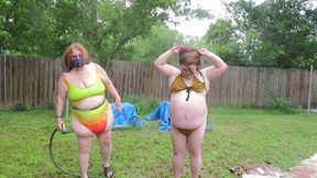 Clean stuff and each other with hose me and BBW tranny Dee Dee
