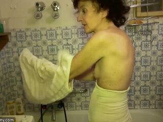 Hot angel and old naughty Granny masturbate in bath