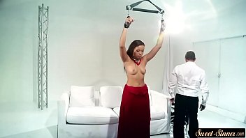 Ebony teen fucked hard after whipping