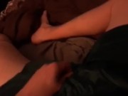 Sexy stud works his hard cock peaking through gym shorts