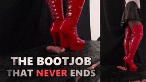 The Bootjob That Never Ends in Red Thigh High Heels (Double 45 Deg Version) - TamyStarly - Cock Balls Crush Trample, Shoejob, CBT, Trampling, Stomping
