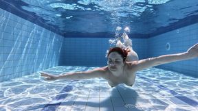 underwater swimming in pool
