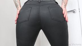 Worship My Ass in Leather Look Pants