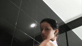 ”Teen Diana after bath showing her natural tits & butt. She teasing & showing”