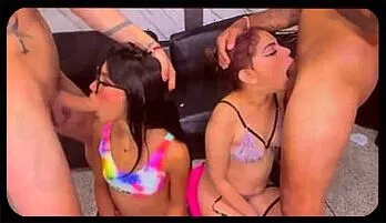 Intense Double Deep Throat with Two Passionate Brunettes