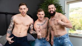 Nextdoor Buddies: Ryan, Mathias, and Steve Share a Wild 3-Way Anal Session