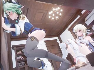 Genshin Impact - Shemale hentai Lumine x Sucrose (Pinksama)