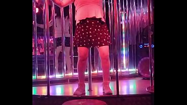 Tgirl pornstar Nikki Montero at the nightclub topless for str8 customers
