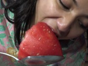 Ang Sarap! Filipina Babe Eats Watermelon With Giant Spoon
