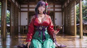 Purple Hair Kimono Girl's Private Morning! Red &amp; Green clash is insane.