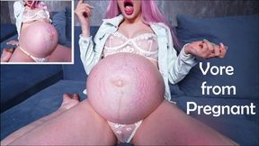 Pregnant vore from huge Giantess with big belly