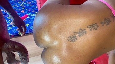 Sexy tattooed ebony milf get her horny tight pussy stretched out by the furniture handyman drilled her juicy pussy hardcore doggy style on the furniture
