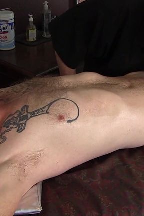Tattooed Blond Rainer Rides Dildo While Giving Cock Massage