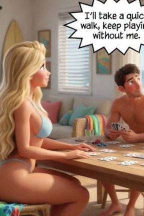 Married Blonde's Beach Tease Becomes Wild House Game with Husband and Young Men (ai Generated)