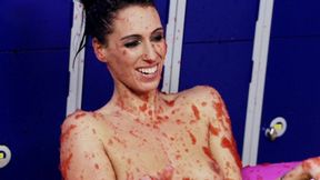romana ryder and tammie lee rub their naked bodies together in a jam bath