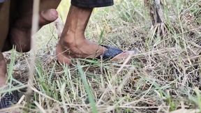Big Cock Handjob and Cumshot in Outside