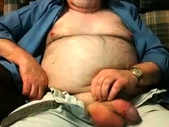 Hairy Grandpa Bear Fondling His Cock