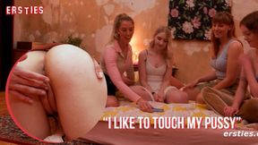 Sweet girls play a fun game while getting intimate together